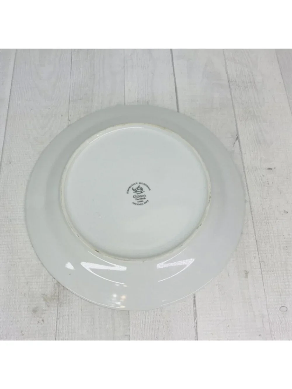 Gibson FLORIANA BLOOM Floral Rim On White Smooth Oven Safe Dinner Plates Set 4
